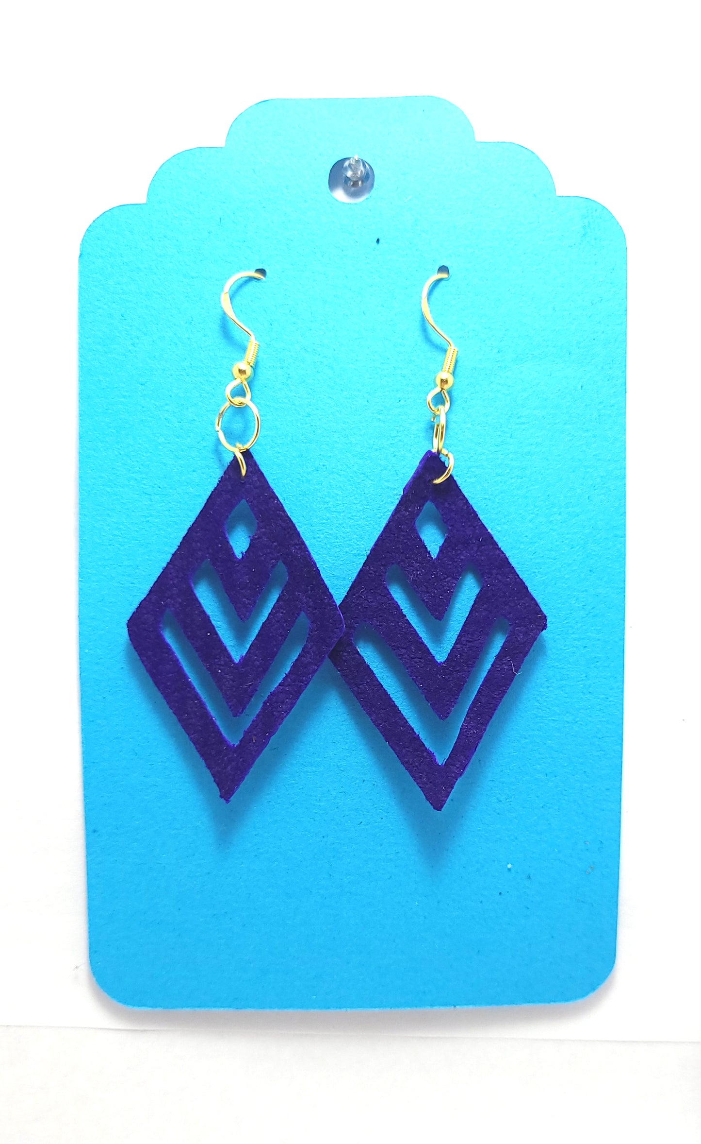 Leather Lacework Diamond-Shaped Earrings