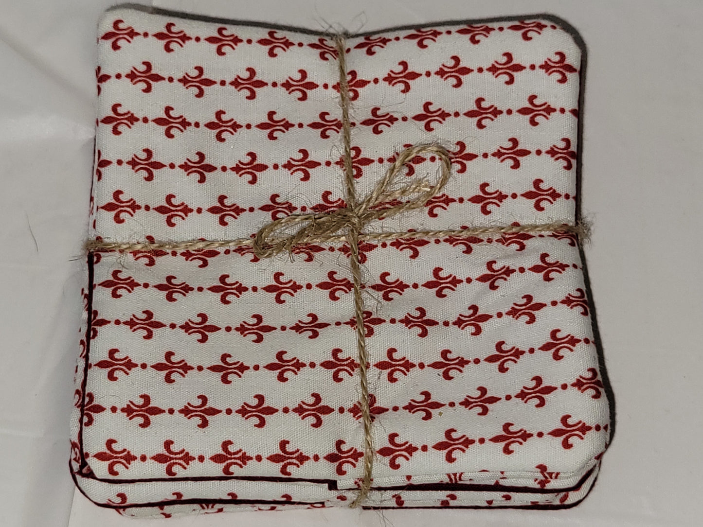 Red Fleur-De-Lis Coaster Set - kingdomcountryranch